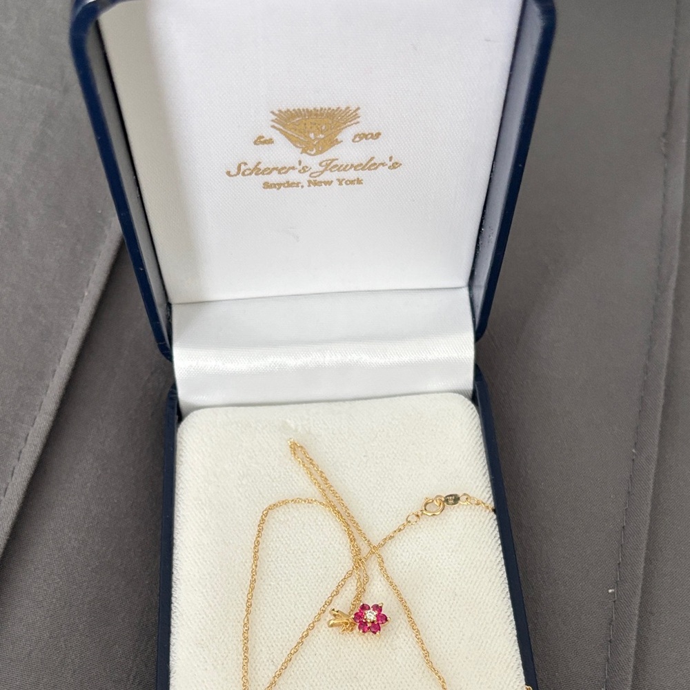 Gold Necklace with Pink Pendant
